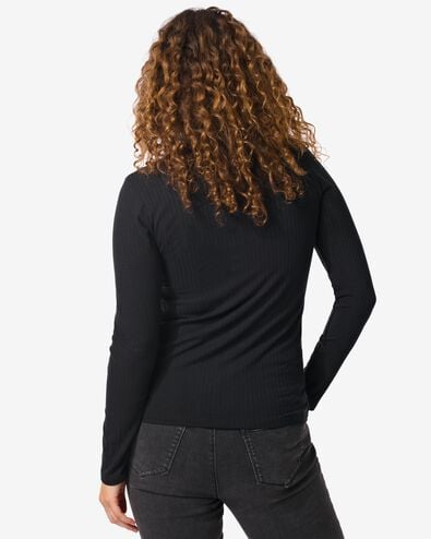 dames shirt Chelsea met ribbels zwart S - 36297201 - HEMA