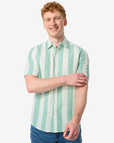 chemise homme avec lin rayures beige XL - 2114723 - HEMA