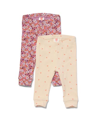 baby leggings rib bloemen - 2 stuks roze 92 - 33004856 - HEMA
