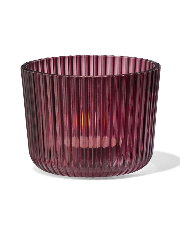 porte-bougie M verre nervuré rouge - 13324026 - HEMA