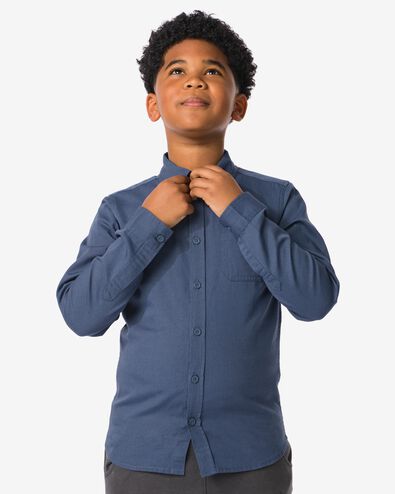 kinder overhemd met linnen blauw 110/116 - 30784663 - HEMA