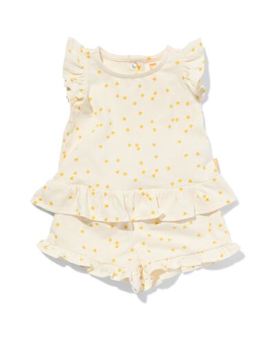 newborn kledingset shirt en short bloemen lichtgeel 68 - 33498714 - HEMA