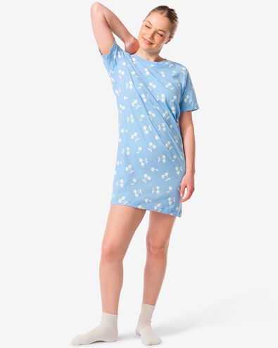 chemise de nuit femme coton cerises bleu M - 23490080 - HEMA