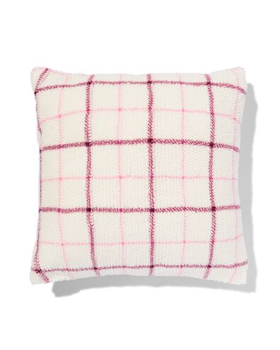 housse de coussin 50 x 50 polaire à carreaux rose naturel - 7324007 - HEMA