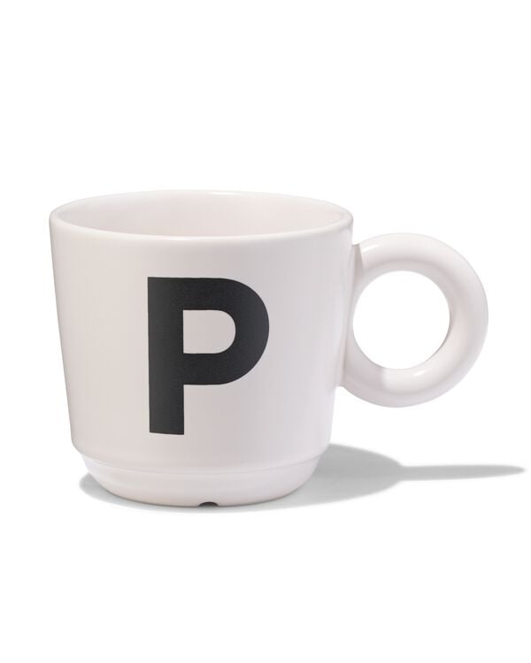 aardewerk mok 280ml letter P - 61130225 - HEMA