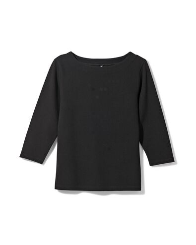t-shirt femme relief noir S - 36218076 - HEMA