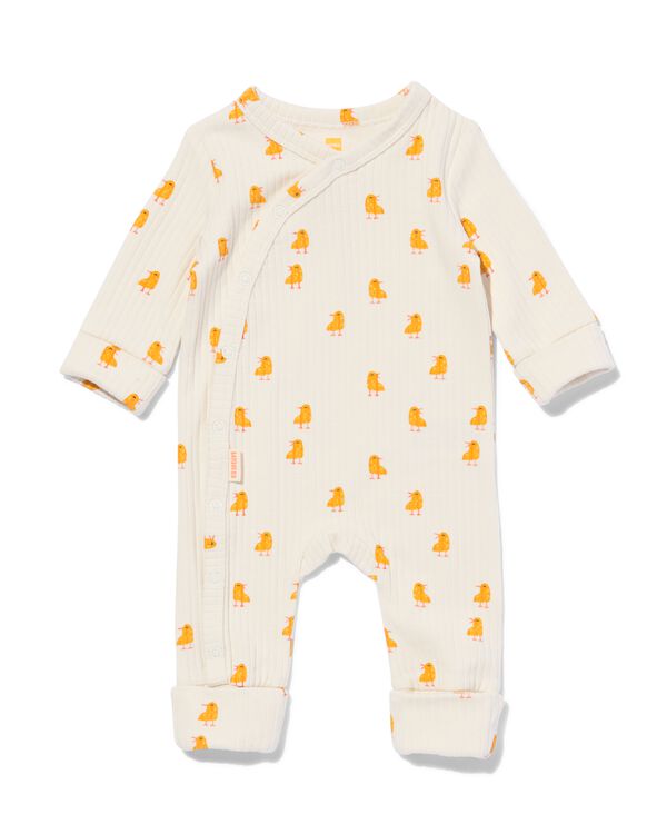 newborn meegroei overslag body rib met bamboe stretch eendjes gebroken wit gebroken wit - 33405620OFFWHITE - HEMA