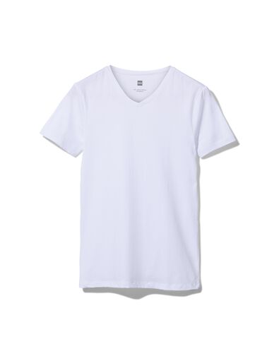 Herren-T-Shirt, Slim Fit, V-Ausschnitt weiß L - 34276825 - HEMA