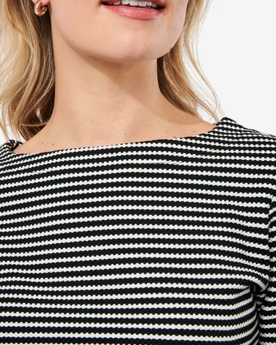 t-shirt femme structure Kacey noir/blanc - 1000029897 - HEMA
