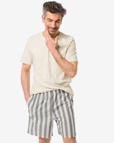 pyjacourt homme à rayures jersey-popeline de coton blanc cassé XXL - 23630775 - HEMA