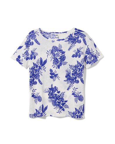 dames t-shirt Evie met linnen blauw M - 36264252 - HEMA
