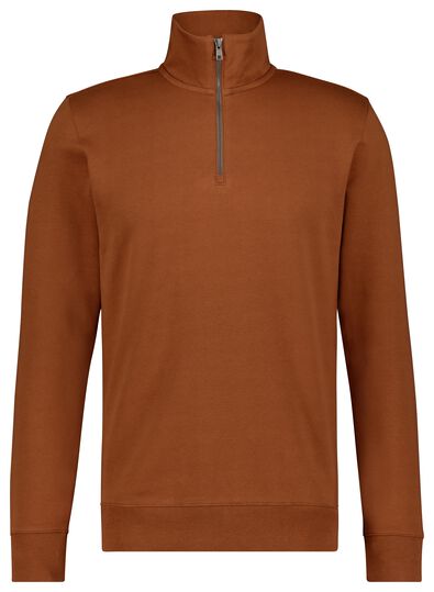 heren sweater met rits bruin M - 34201061 - HEMA