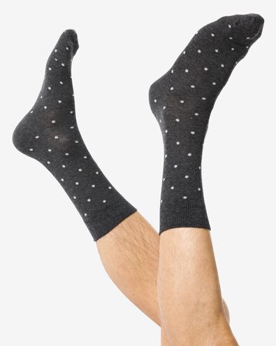 Herren-Socken, mit Baumwollanteil, Punkte graumeliert 43/46 - 4152652 - HEMA