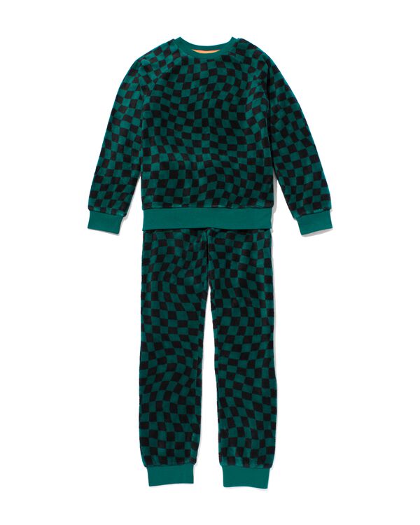 kinderpyjama fleece ruiten groen groen - 23030840GREEN - HEMA