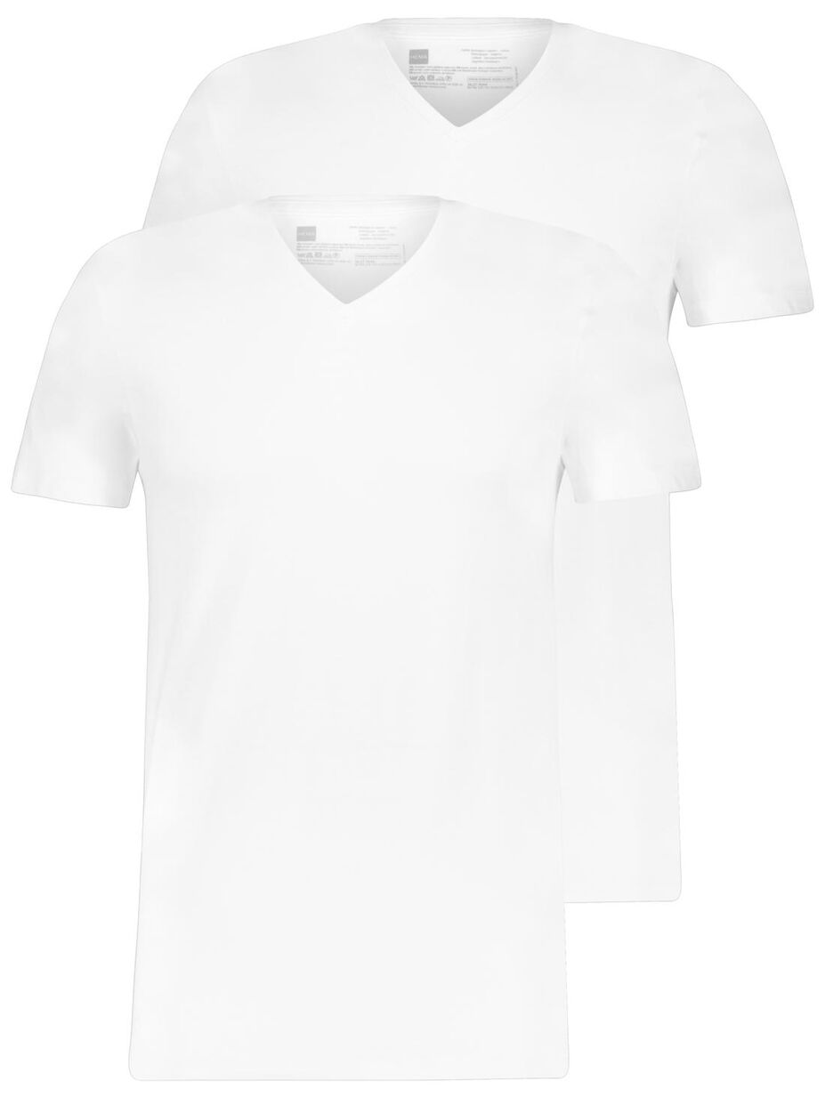 Ru faillissement trechter heren t-shirt regular fit v-hals - 2 stuks white - HEMA