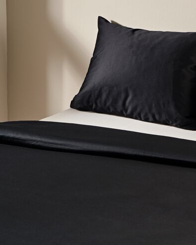 housse de couette en satin 140x200/220 noir - 5790273 - HEMA