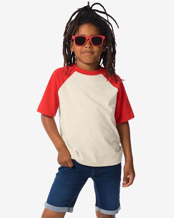 Kinder-T-Shirt mit Colourblocking-Design eierschalenfarben eierschalenfarben - 30792127OFFWHITE - HEMA