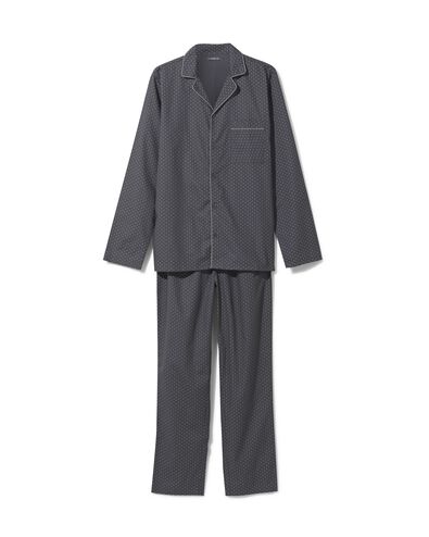heren pyjama met blokjes poplin zwart XL - 23662743 - HEMA