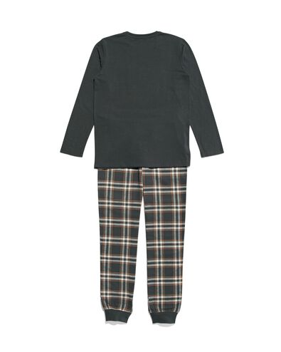 kinder pyjama flanel/jersey met ruiten donkergrijs 158/164 - 23050783 - HEMA