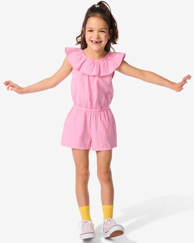 kinder jumpsuit met ruffle roze 146/152 - 30853935 - HEMA