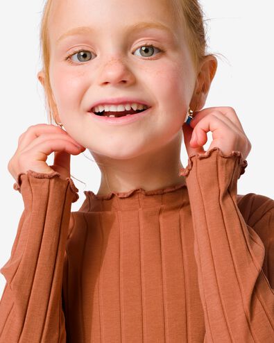 t-shirt enfant avec côtes marron 98/104 - 30829861 - HEMA