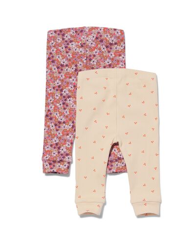 baby leggings rib bloemen - 2 stuks roze 92 - 33004856 - HEMA