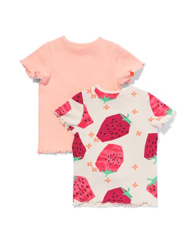 2 t-shirts bébé côtelés fraise pêche 98 - 33044357 - HEMA