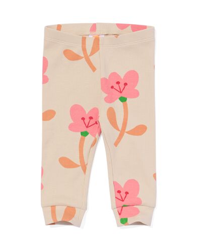 Newborn-Leggings, gerippt, Blumen sandfarben sandfarben - 33411020SAND - HEMA