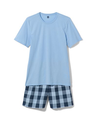 pyjacourt homme à carreaux jersey-popeline de coton bleu clair XL - 23640774 - HEMA