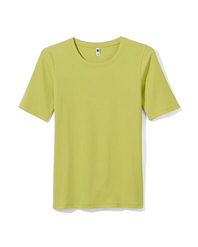 t-shirt femme Clara côtelé vert clair - 36257250LIGHTGREEN - HEMA