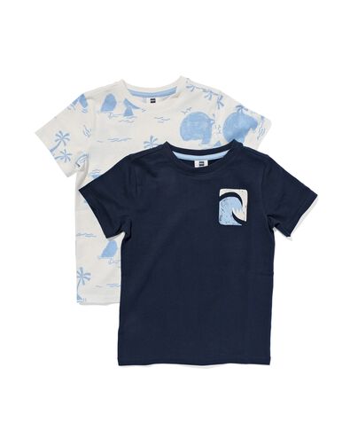 kinder t-shirt eiland - 2 stuks blauw 86/92 - 30781824 - HEMA