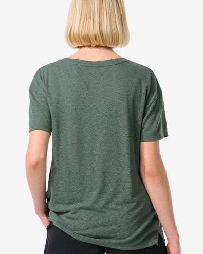 Damen-T-Shirt Evie, mit Leinenanteil grün S - 36263651 - HEMA