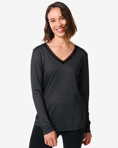 t-shirt de nuit femme avec viscose noir S - 23460266 - HEMA