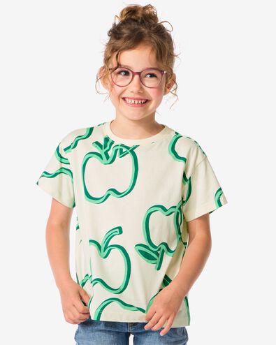 Kinder-T-Shirt, Äpfel eierschalenfarben 122/128 - 30874654 - HEMA
