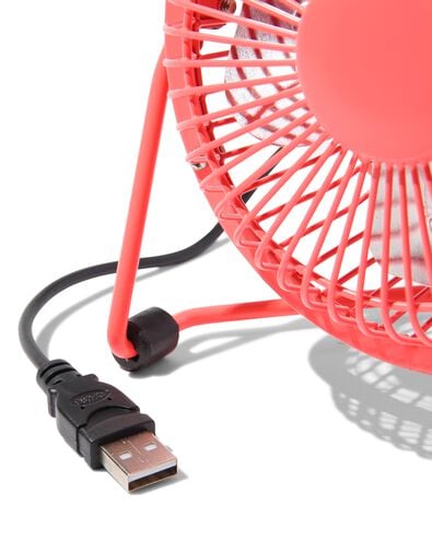 tafelventilator USB retro neon oranje Ø10cm - 80200016 - HEMA