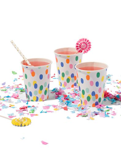 8 gobelets en carton confetti 250ml - 14200284 - HEMA