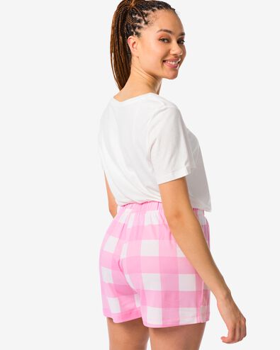 short de pyjama femme micro carreaux rose fluorescent S - 23490481 - HEMA