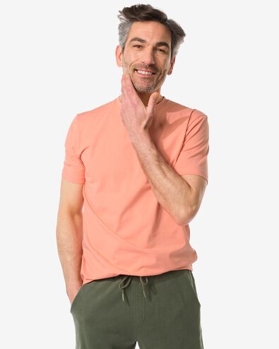 Herren-T-Shirt, mit Elasthananteil rosa XL - 2115217 - HEMA