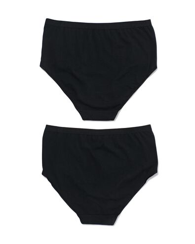 2 slips femme taille haute coton stretch noir S - 19670915 - HEMA