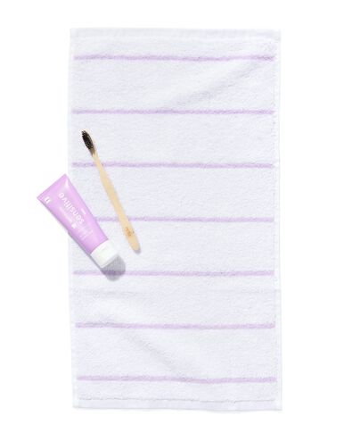 handdoeken zware kwaliteit met streep lila gastendoekje - 5254707 - HEMA