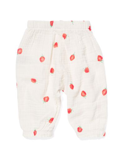 pantalon nouveau-né mousseline fraises blanc cassé 62 - 33495613 - HEMA