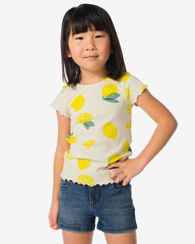 Kinder-T-Shirt, gerippt eierschalenfarben 158/164 - 30836247 - HEMA