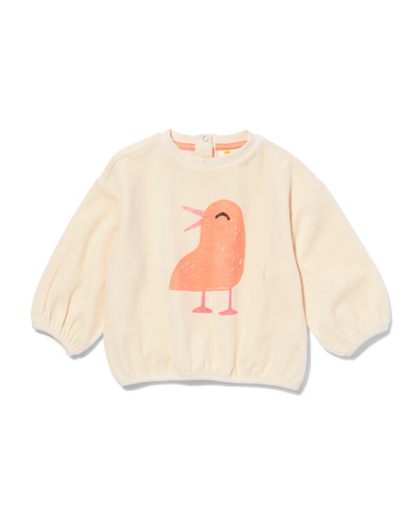 Babypullover Velours Vogel ecru ecru - 33060050ECRU - HEMA