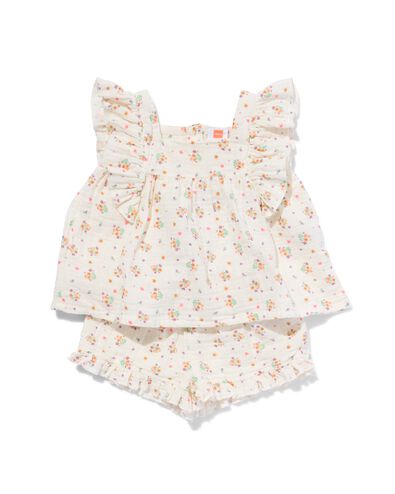 ensemble vêtements bébé tunique et short mousseline fleurs blanc cassé 98 - 33047557 - HEMA