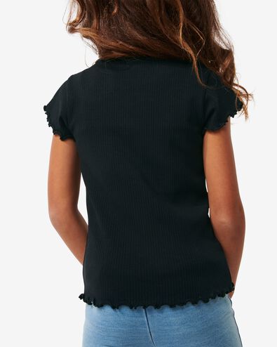 t-shirt enfant avec côtes noir 110/116 - 30874152 - HEMA