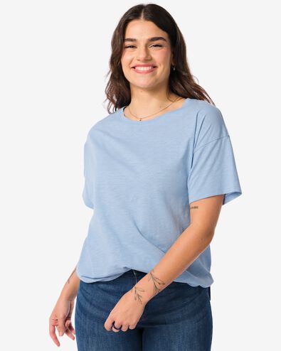 dames t-shirt Dori blauw M - 36390087 - HEMA