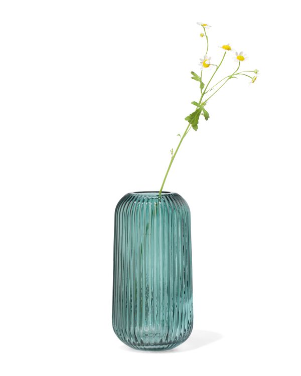 vase S verre nervuré vert foncé - 13324084 - HEMA