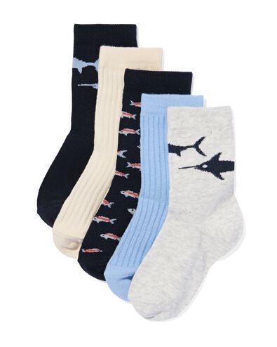 5er-Pack Kinder-Socken, mit Baumwolle dunkelblau 31/34 - 4330173 - HEMA