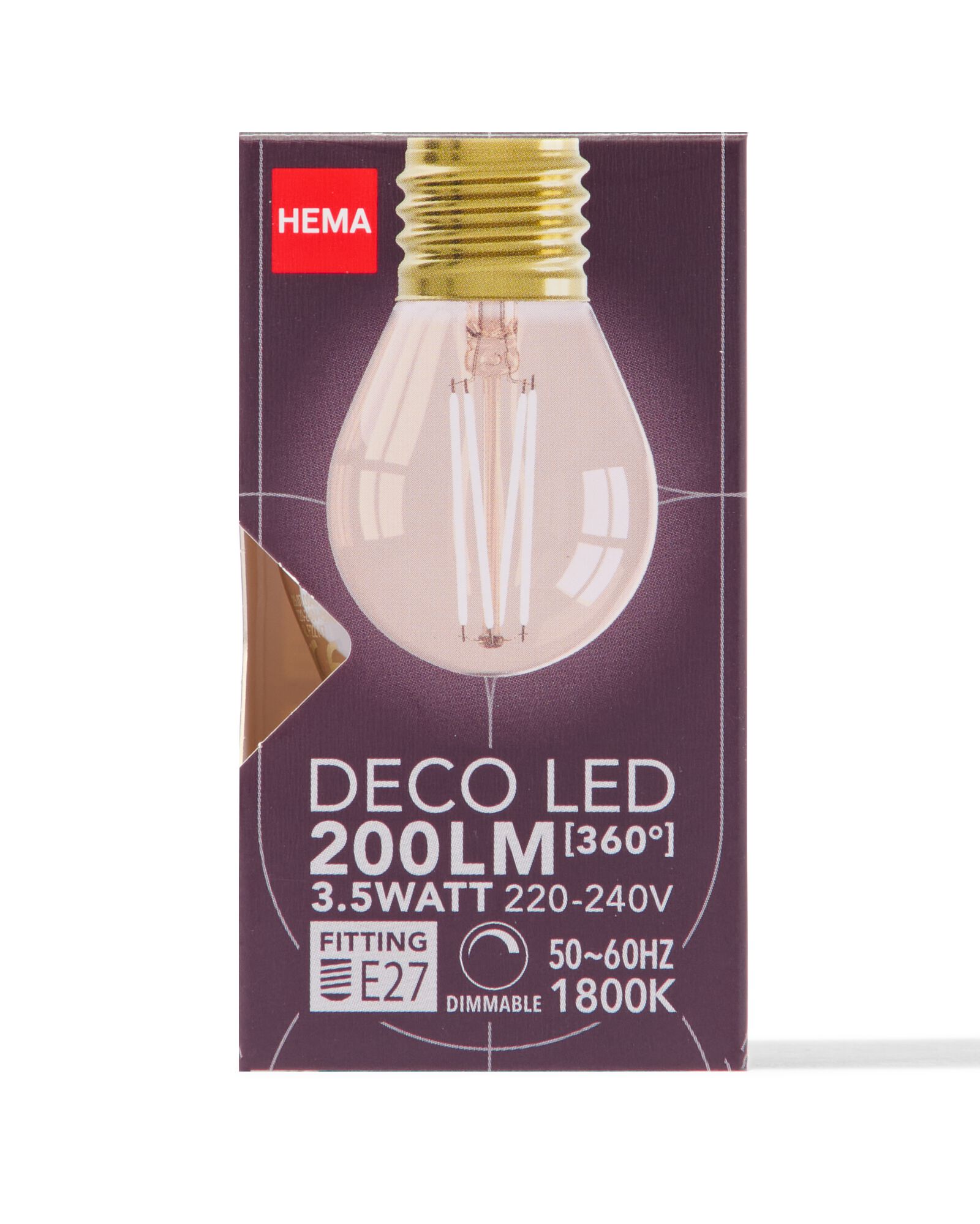 LED-Lampe, E27, 4 W, 200 lm, G125, Kugellampe, Gold - HEMA