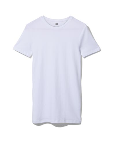 heren t-shirt slim fit o-hals extra lang bamboe wit XL - 34272744 - HEMA